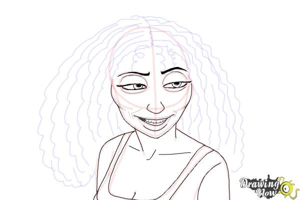 How to Draw Mother Gothel from Tangled - Step 11