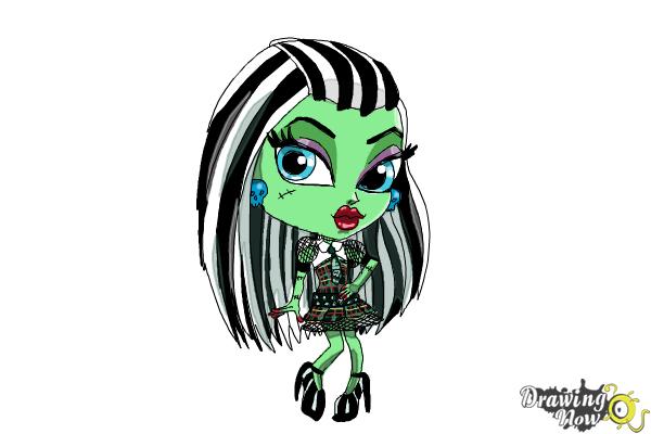 How to Draw Chibi Frankie Stein from Monster High - Step 10