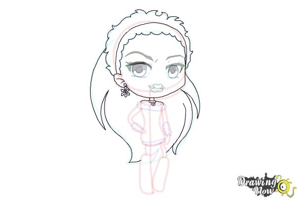 How to Draw Chibi Abbey Bominable from Monster High - Step 10