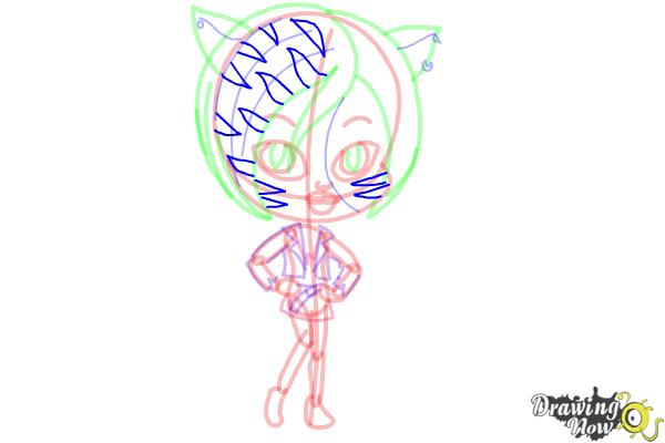 How to Draw Chibi Toralei Stripe from Monster High - Step 14