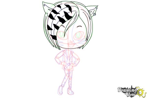How to Draw Chibi Toralei Stripe from Monster High - Step 17