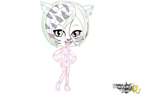 How to Draw Chibi Toralei Stripe from Monster High - Step 18