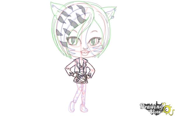 How to Draw Chibi Toralei Stripe from Monster High - Step 19
