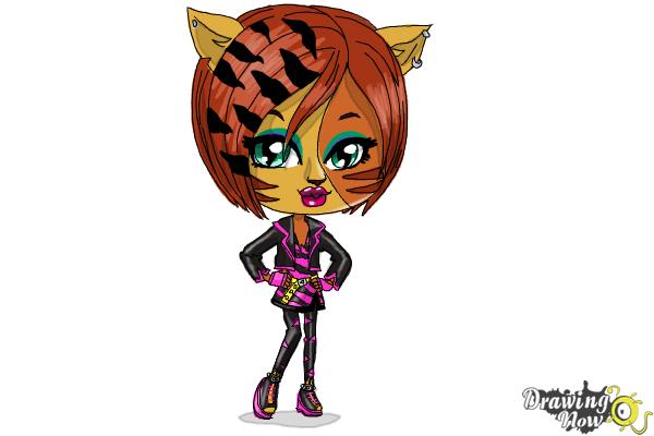 How to Draw Chibi Toralei Stripe from Monster High - Step 21