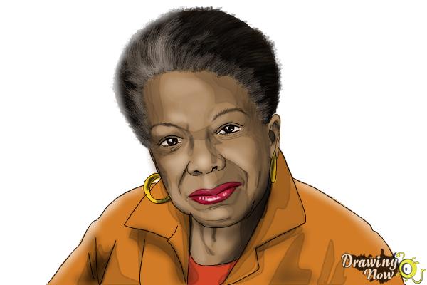 How to Draw Maya Angelou - Step 14