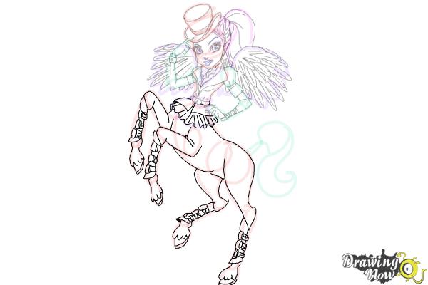 How to Draw Avea Trotter from Monster High Freaky Fusion - Step 14