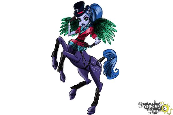 How to Draw Avea Trotter from Monster High Freaky Fusion - Step 16