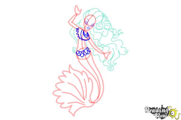 How to Draw Sirena Von Boo from Monster High Freaky Fusion - Step 10