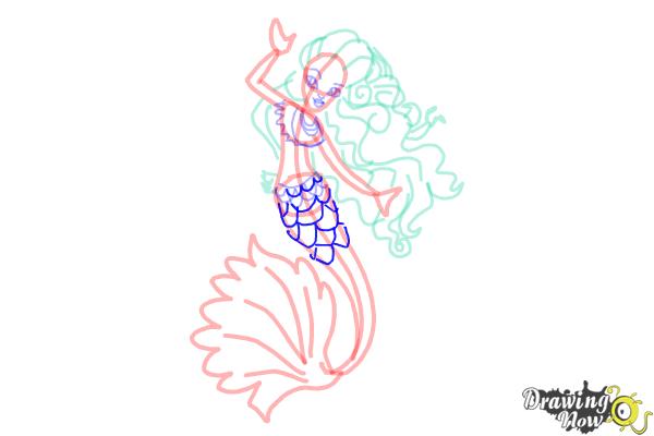 How to Draw Sirena Von Boo from Monster High Freaky Fusion - Step 11