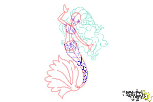 How to Draw Sirena Von Boo from Monster High Freaky Fusion - Step 12
