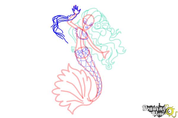 How to Draw Sirena Von Boo from Monster High Freaky Fusion - Step 13