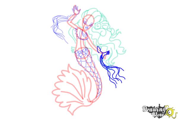 How to Draw Sirena Von Boo from Monster High Freaky Fusion - Step 14