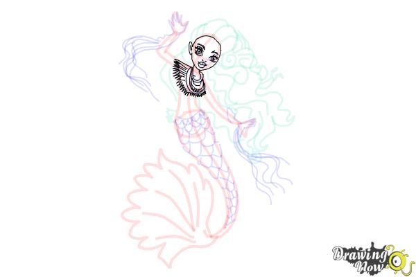 How to Draw Sirena Von Boo from Monster High Freaky Fusion - Step 15