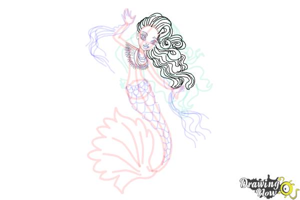How to Draw Sirena Von Boo from Monster High Freaky Fusion - Step 16