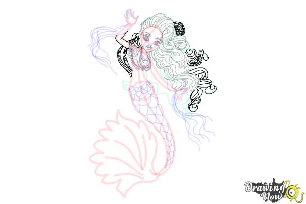 How to Draw Sirena Von Boo from Monster High Freaky Fusion - Step 17