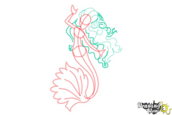 How to Draw Sirena Von Boo from Monster High Freaky Fusion - Step 8