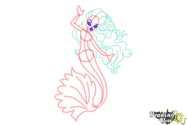 How to Draw Sirena Von Boo from Monster High Freaky Fusion - Step 9
