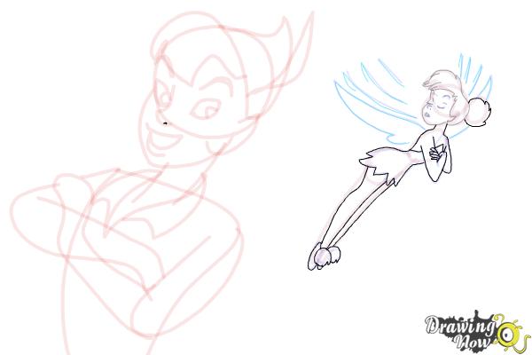 How to Draw Peter Pan And Tinkerbell - Step 14