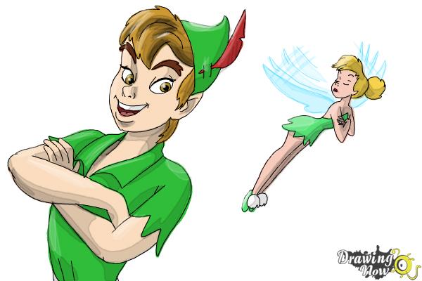 How to Draw Peter Pan And Tinkerbell - Step 17