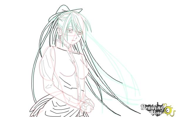 How to Draw Akasha Bloodriver from Rosario + Vampire - Step 13