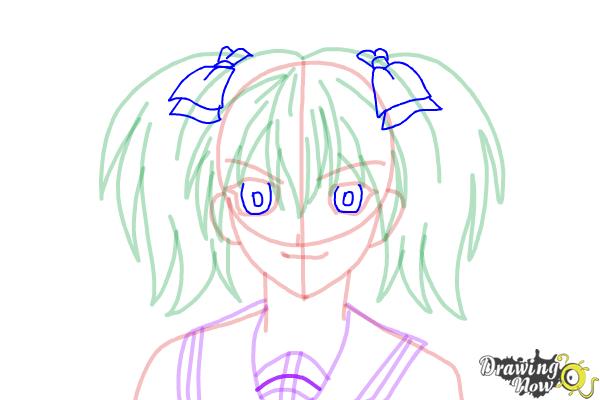 How to Draw Kokoa Shuzen from Rosario + Vampire - Step 11