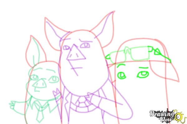 How to Draw Three Little Pigs from Ever After High - Step 13