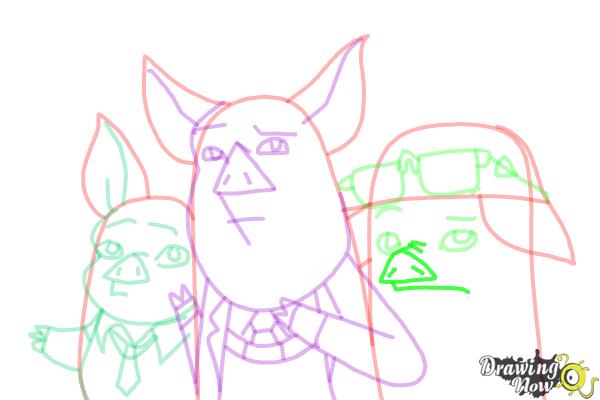 How to Draw Three Little Pigs from Ever After High - Step 14
