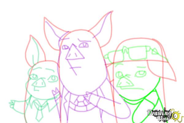 How to Draw Three Little Pigs from Ever After High - Step 15