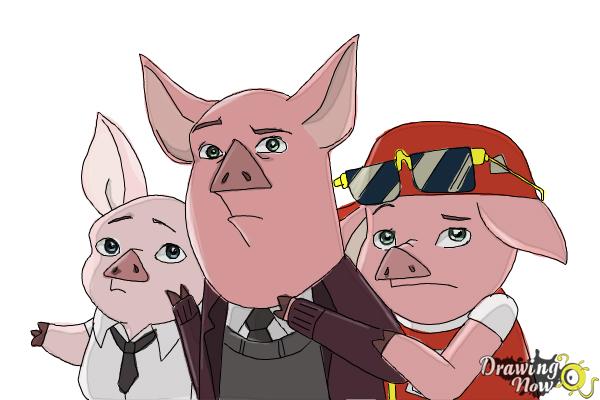 How to Draw Three Little Pigs from Ever After High - Step 18