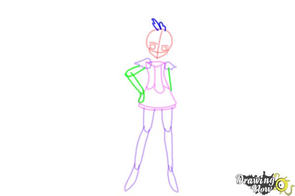 How to Draw Cure March, Midorikawa Nao from Smile Pretty Cure! - Step 6