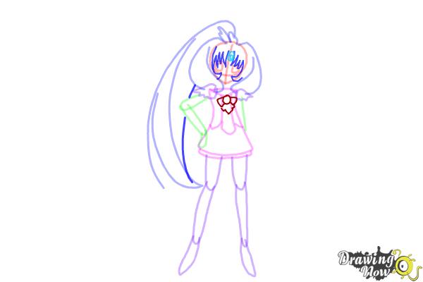 How to Draw Cure March, Midorikawa Nao from Smile Pretty Cure! - Step 8