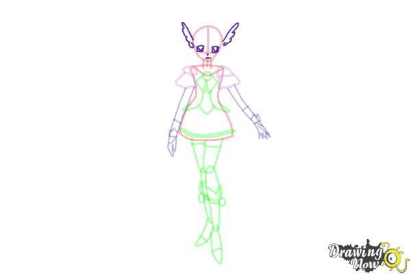How to Draw Cure Beauty, Aoki Reika from Smile Pretty Cure! - Step 10