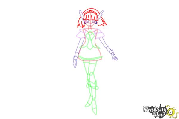 How to Draw Cure Beauty, Aoki Reika from Smile Pretty Cure! - Step 11