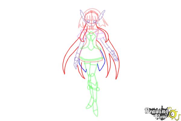 How to Draw Cure Beauty, Aoki Reika from Smile Pretty Cure! - Step 12