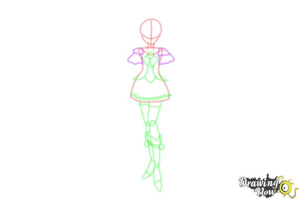 How to Draw Cure Beauty, Aoki Reika from Smile Pretty Cure! - Step 8