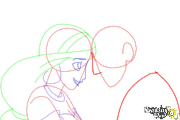 How to Draw Jasmine And Aladdin - Step 12