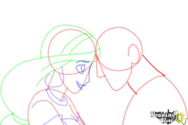 How to Draw Jasmine And Aladdin - Step 13