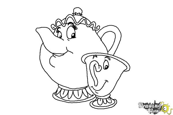 How To Draw Mrs Potts And Chip From Beauty And The Beast Drawingnow