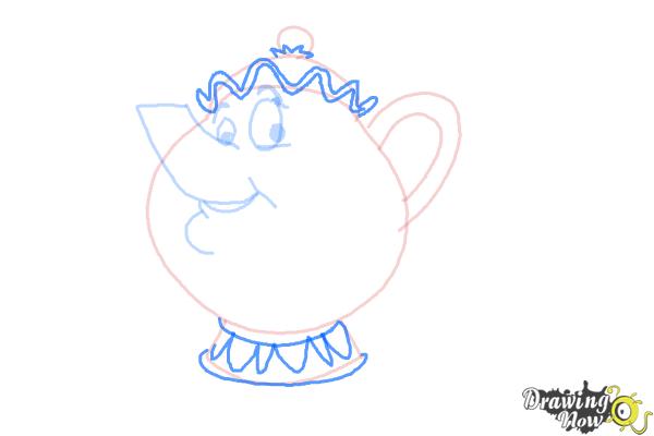 How to Draw Mrs. Potts And Chip from Beauty And The Beast - Step 6