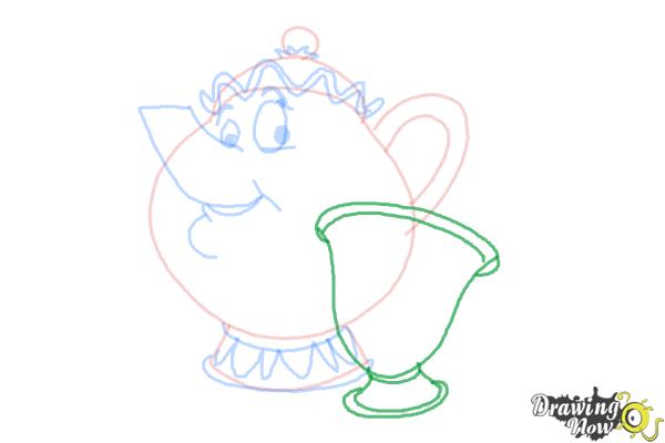 How to Draw Mrs. Potts And Chip from Beauty And The Beast - Step 7