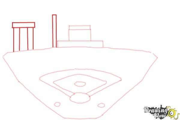 How to Draw The Busch Stadium - Step 6