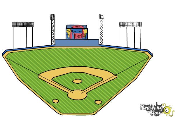 How to Draw The Busch Stadium - Step 9