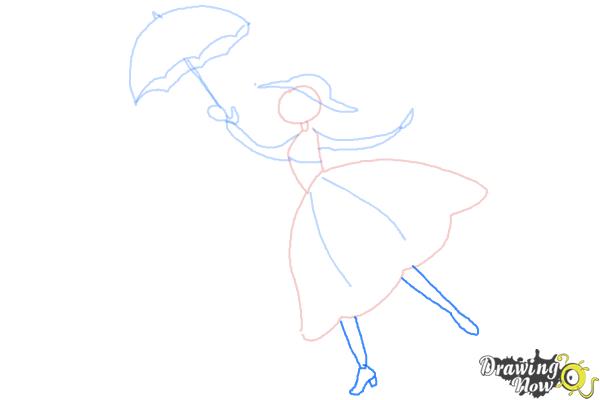 How to Draw Mary Poppins - Step 6