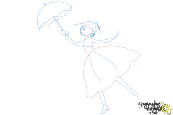 How to Draw Mary Poppins - Step 7