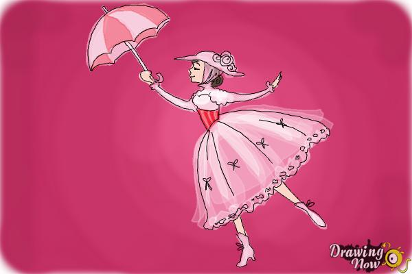 How to Draw Mary Poppins - Step 9