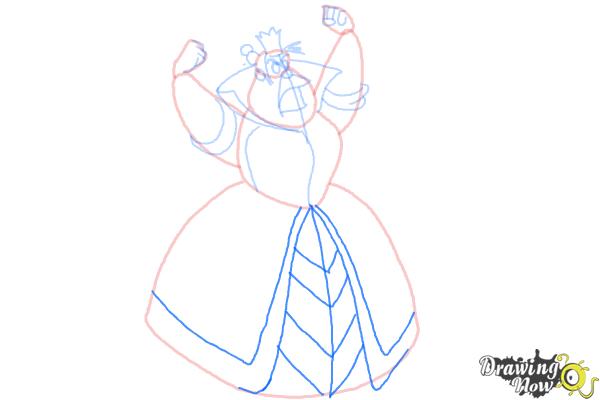 How to Draw Queen Of Hearts, Disney Villain - Step 7