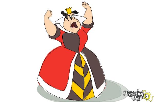 How to Draw Queen Of Hearts, Disney Villain - Step 9