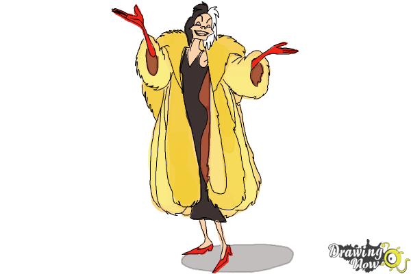 How to Draw Cruella De Vil, Disney Villain - Step 10