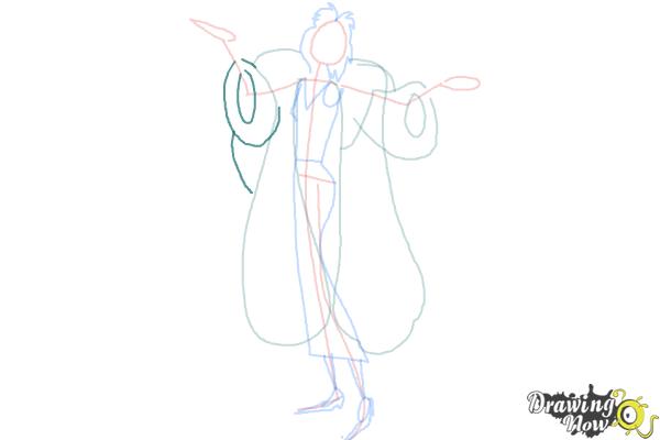 How to Draw Cruella De Vil, Disney Villain - Step 6