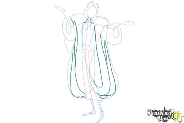 How to Draw Cruella De Vil, Disney Villain - Step 7